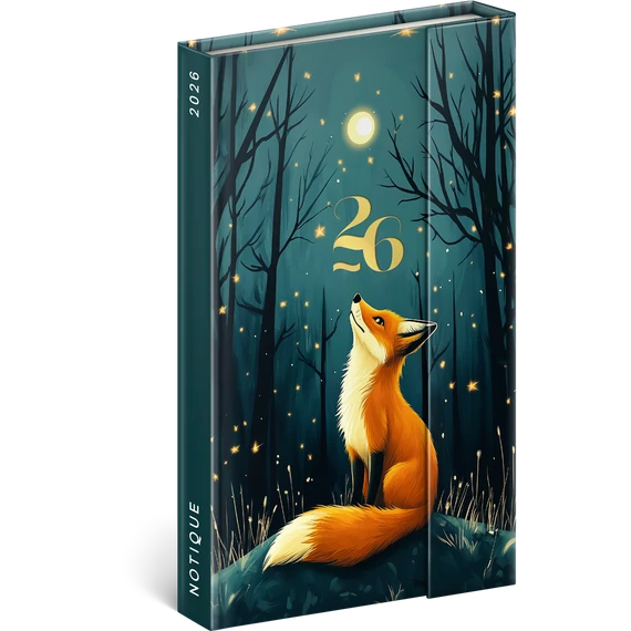 Határidőnapló mágnessel záródó, fehér lapokkal Fox 130x160 mm, Presco