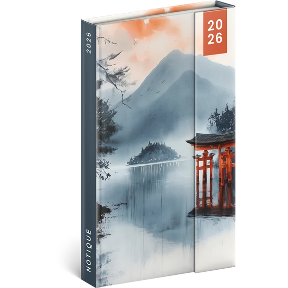 Határidőnapló mágnessel záródó, fehér lapokkal Japan 130x160 mm, Presco