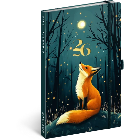 Keménytáblás notesz krémszínű lapokkal leszorító gumiszalaggal Fox 130x210mm, Presco