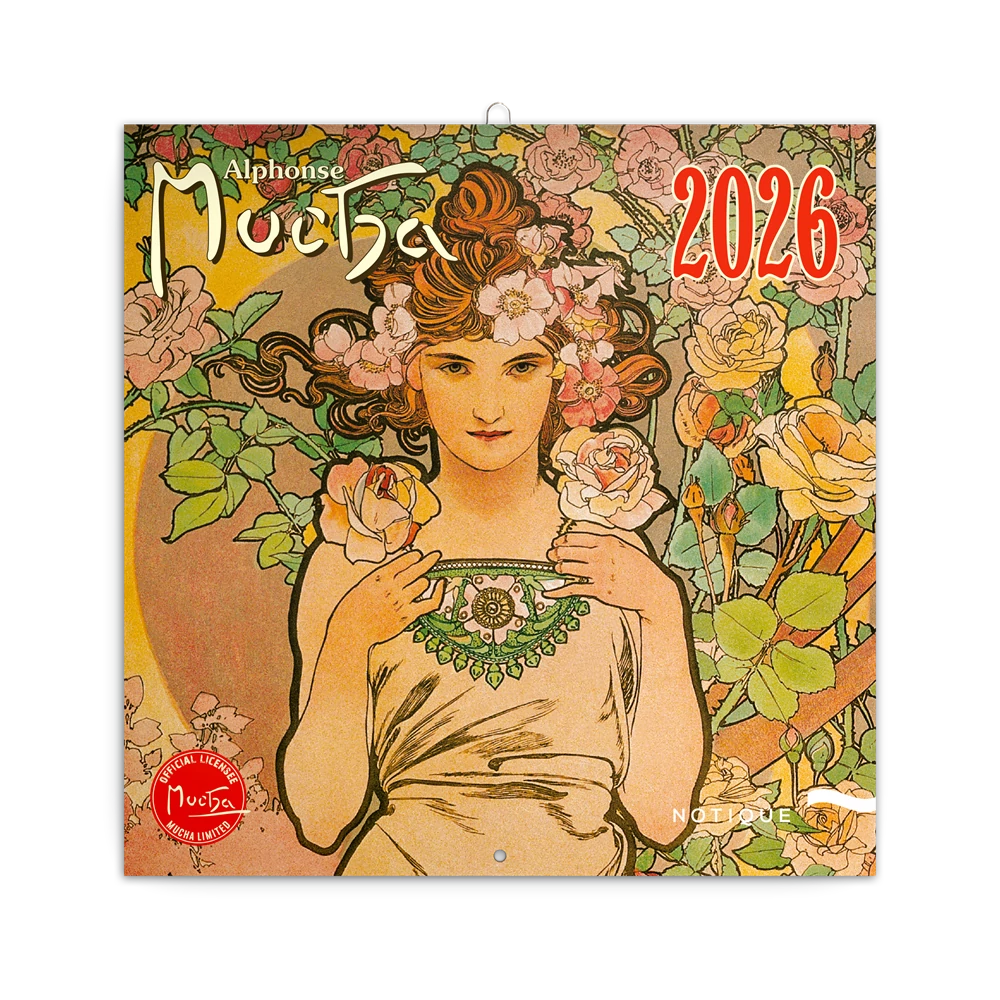 Falinaptár képes lemeznaptár 300x300mm, Alphonse Mucha Realsystem 2026.
