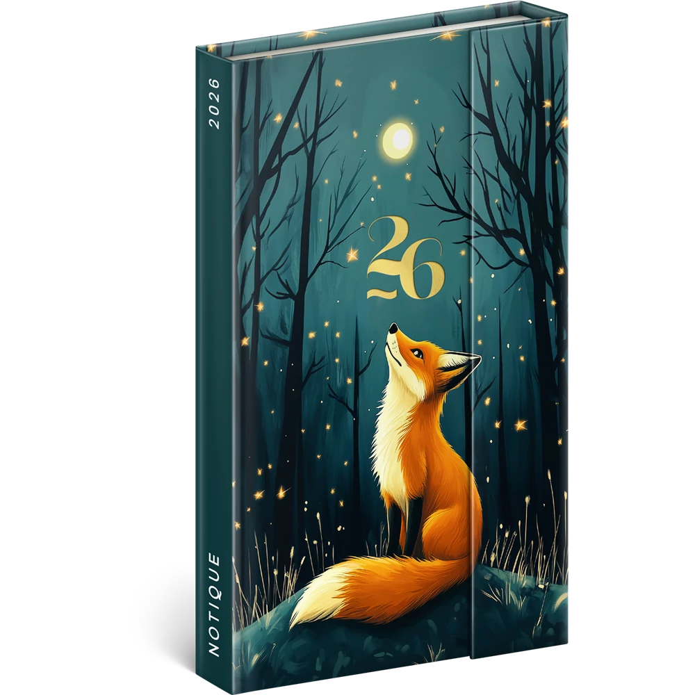 Határidőnapló mágnessel záródó, fehér lapokkal Fox 130x160 mm, Presco
