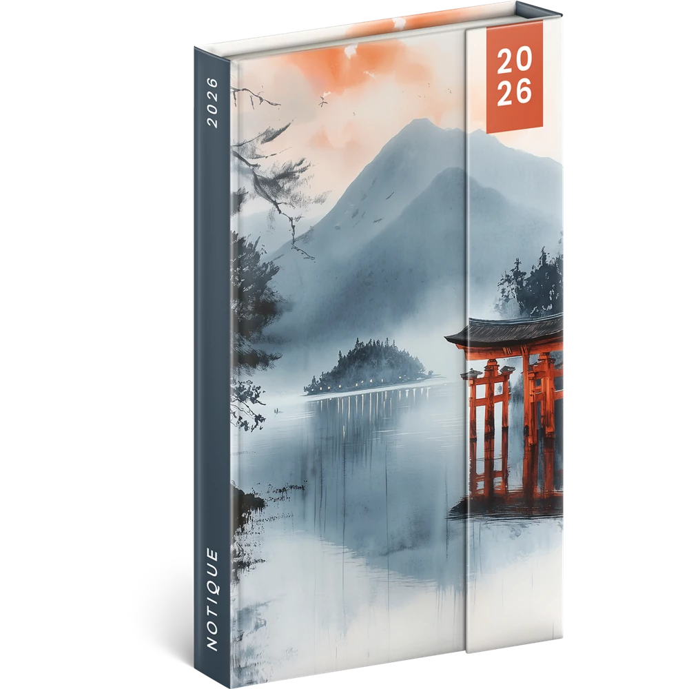 Határidőnapló mágnessel záródó, fehér lapokkal Japan 130x160 mm, Presco