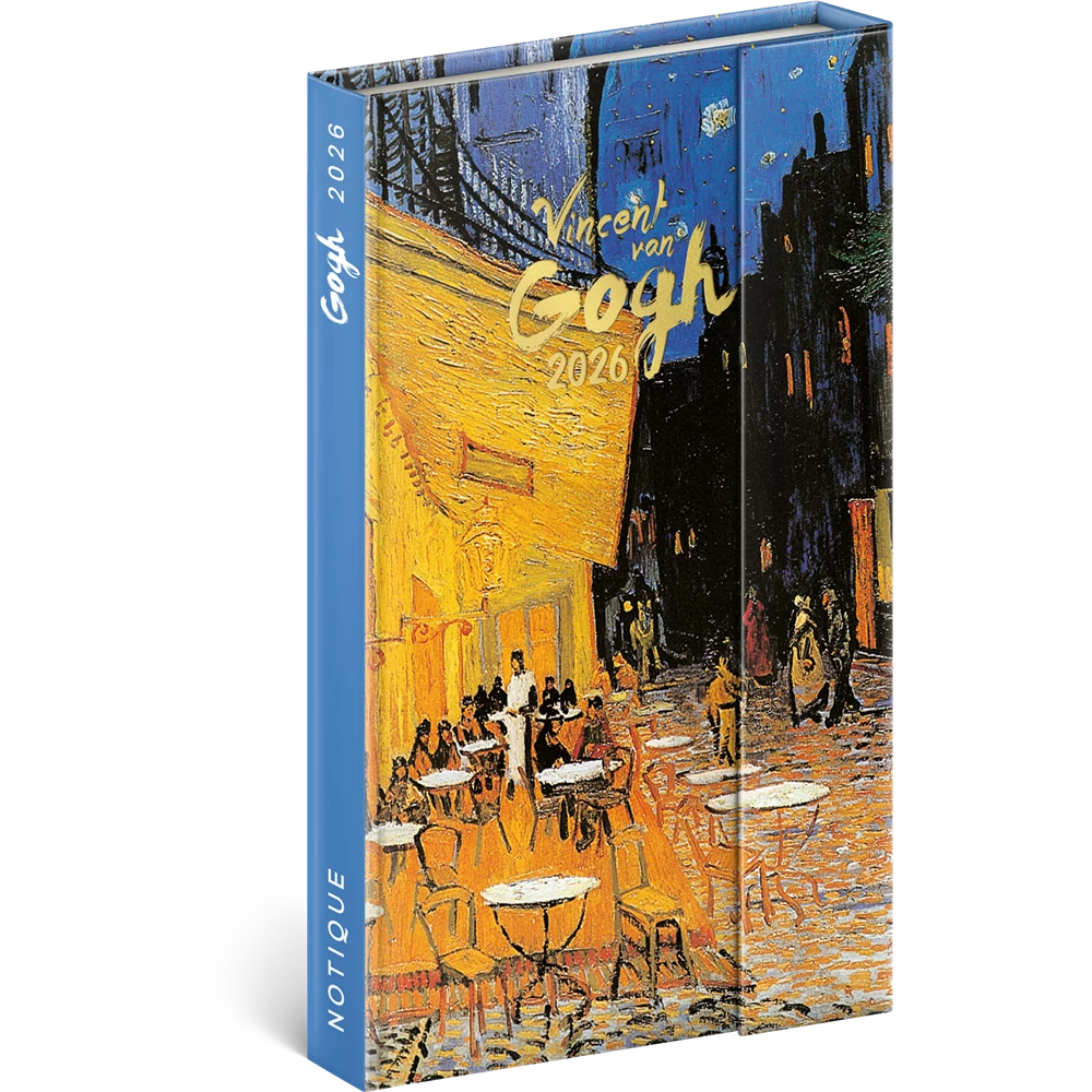 Határidőnapló mágnessel záródó, fehér lapokkal Vincent Van Gogh 130x160 mm, Presco