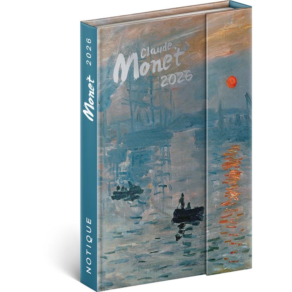 Határidőnapló mágnessel záródó, krémszínű lapokkal Claude Monet 110×160 mm, Presco