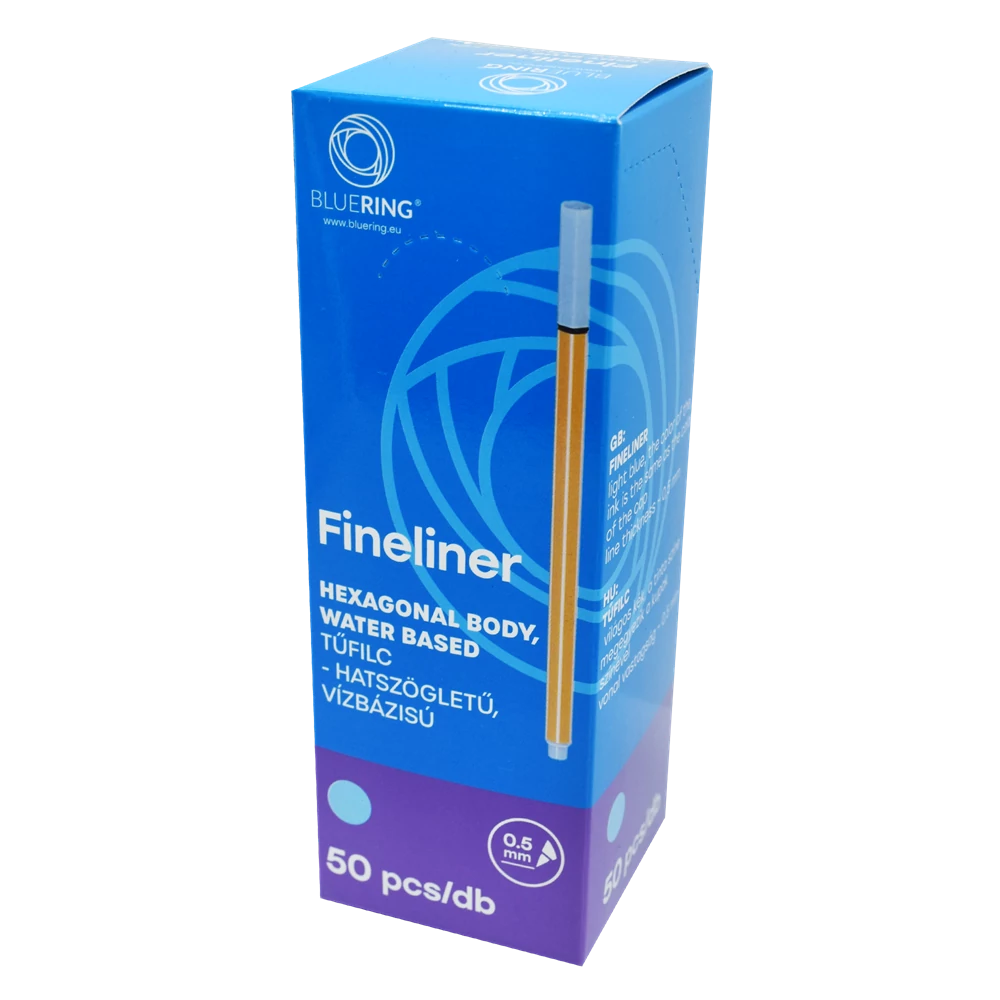 Rostirón, tűfilc vízbázisú, 0,5mm, hatszögletű test, Bluering® világoskék