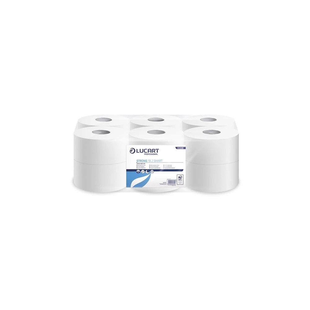 Toalettpapír 2 rétegű közületi átmérő: 19 cm 100 % cellulóz 12 tekercs/karton 19 J Strong Lucart Smart_812516 hófehér